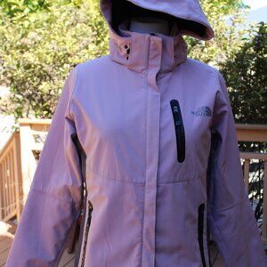 The North Face Summit Series Women Jacket L Black Pink Hooded Zip Up Hoop & Loop